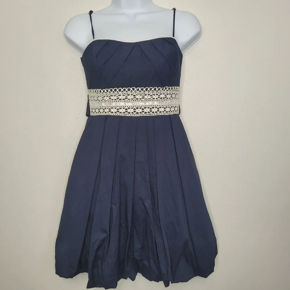 Speechless navy white bubble hem cottage cute short minimalist dress size 5